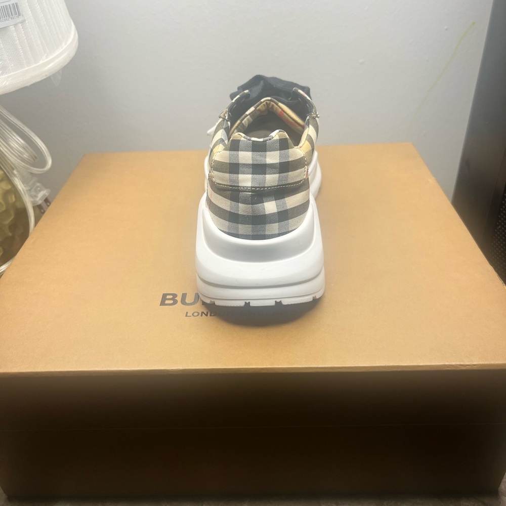 Burberry Checkered Sneakers - Black, White, Tan - Picture 4 of 7